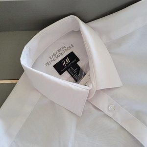 H & M White Button Down Shirt Women XS Slim Fit
